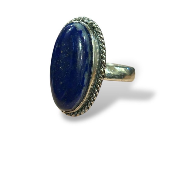 New Lapis Lazuli Oval Gemstone Sterling Silver Ring size 6 - Picture 2 of 4